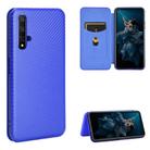 For Huawei Honor 20 / nova 5T Carbon Fiber Texture Horizontal Flip TPU + PC + PU Leather Case with Card Slot(Blue) - 1