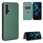 For Huawei Honor 20 / nova 5T Carbon Fiber Texture Horizontal Flip TPU + PC + PU Leather Case with Card Slot(Green) - 1