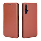 For Huawei Honor 20 / nova 5T Carbon Fiber Texture Horizontal Flip TPU + PC + PU Leather Case with Card Slot(Brown) - 2