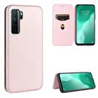 For Huawei nova 7 SE / P40 Lite 5G Carbon Fiber Texture Horizontal Flip TPU + PC + PU Leather Case with Card Slot(Pink) - 1