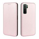 For Huawei nova 7 SE / P40 Lite 5G Carbon Fiber Texture Horizontal Flip TPU + PC + PU Leather Case with Card Slot(Pink) - 2