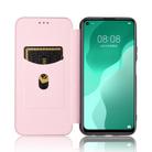 For Huawei nova 7 SE / P40 Lite 5G Carbon Fiber Texture Horizontal Flip TPU + PC + PU Leather Case with Card Slot(Pink) - 3