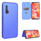 For Huawei nova 6 5G Carbon Fiber Texture Horizontal Flip TPU + PC + PU Leather Case with Card Slot(Blue) - 1