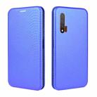 For Huawei nova 6 5G Carbon Fiber Texture Horizontal Flip TPU + PC + PU Leather Case with Card Slot(Blue) - 2