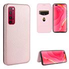 For Huawei nova 7 Pro 5G Carbon Fiber Texture Horizontal Flip TPU + PC + PU Leather Case with Card Slot(Pink) - 1