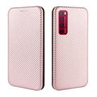 For Huawei nova 7 Pro 5G Carbon Fiber Texture Horizontal Flip TPU + PC + PU Leather Case with Card Slot(Pink) - 2