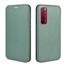 For Huawei nova 7 Pro 5G Carbon Fiber Texture Horizontal Flip TPU + PC + PU Leather Case with Card Slot(Green) - 1