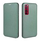 For Huawei nova 7 Pro 5G Carbon Fiber Texture Horizontal Flip TPU + PC + PU Leather Case with Card Slot(Green) - 1