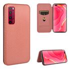 For Huawei nova 7 Pro 5G Carbon Fiber Texture Horizontal Flip TPU + PC + PU Leather Case with Card Slot(Brown) - 1