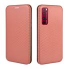 For Huawei nova 7 Pro 5G Carbon Fiber Texture Horizontal Flip TPU + PC + PU Leather Case with Card Slot(Brown) - 2