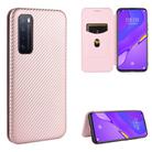 For Huawei nova 7 5G Carbon Fiber Texture Horizontal Flip TPU + PC + PU Leather Case with Card Slot(Pink) - 1