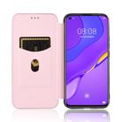 For Huawei nova 7 5G Carbon Fiber Texture Horizontal Flip TPU + PC + PU Leather Case with Card Slot(Pink) - 3