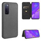 For Huawei nova 7 5G Carbon Fiber Texture Horizontal Flip TPU + PC + PU Leather Case with Card Slot(Black) - 1