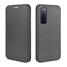 For Huawei nova 7 5G Carbon Fiber Texture Horizontal Flip TPU + PC + PU Leather Case with Card Slot(Black) - 2