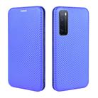 For Huawei nova 7 5G Carbon Fiber Texture Horizontal Flip TPU + PC + PU Leather Case with Card Slot(Blue) - 2