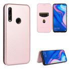 For Huawei P Smart Z / Y9 Prime (2019) Carbon Fiber Texture Horizontal Flip TPU + PC + PU Leather Case with Card Slot(Pink) - 1