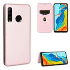 For Huawei P30 Lite / nova 4e Carbon Fiber Texture Horizontal Flip TPU + PC + PU Leather Case with Card Slot(Pink) - 1