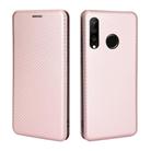 For Huawei P30 Lite / nova 4e Carbon Fiber Texture Horizontal Flip TPU + PC + PU Leather Case with Card Slot(Pink) - 2