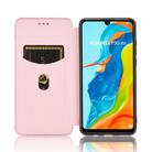 For Huawei P30 Lite / nova 4e Carbon Fiber Texture Horizontal Flip TPU + PC + PU Leather Case with Card Slot(Pink) - 3