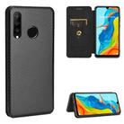 For Huawei P30 Lite / nova 4e Carbon Fiber Texture Horizontal Flip TPU + PC + PU Leather Case with Card Slot(Black) - 1