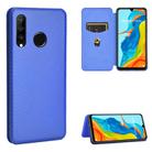 For Huawei P30 Lite / nova 4e Carbon Fiber Texture Horizontal Flip TPU + PC + PU Leather Case with Card Slot(Blue) - 1