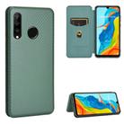 For Huawei P30 Lite / nova 4e Carbon Fiber Texture Horizontal Flip TPU + PC + PU Leather Case with Card Slot(Green) - 1