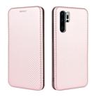 For Huawei P30 Pro Carbon Fiber Texture Horizontal Flip TPU + PC + PU Leather Case with Card Slot(Pink) - 1