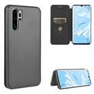 For Huawei P30 Pro Carbon Fiber Texture Horizontal Flip TPU + PC + PU Leather Case with Card Slot(Black) - 1