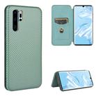 For Huawei P30 Pro Carbon Fiber Texture Horizontal Flip TPU + PC + PU Leather Case with Card Slot(Green) - 1