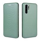 For Huawei P30 Pro Carbon Fiber Texture Horizontal Flip TPU + PC + PU Leather Case with Card Slot(Green) - 2
