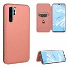 For Huawei P30 Pro Carbon Fiber Texture Horizontal Flip TPU + PC + PU Leather Case with Card Slot(Brown) - 1