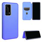 For Huawei P40 Pro+ Carbon Fiber Texture Horizontal Flip TPU + PC + PU Leather Case with Card Slot(Blue) - 1