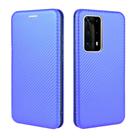 For Huawei P40 Pro+ Carbon Fiber Texture Horizontal Flip TPU + PC + PU Leather Case with Card Slot(Blue) - 2