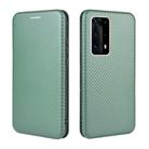 For Huawei P40 Pro+ Carbon Fiber Texture Horizontal Flip TPU + PC + PU Leather Case with Card Slot(Green) - 2