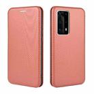 For Huawei P40 Pro+ Carbon Fiber Texture Horizontal Flip TPU + PC + PU Leather Case with Card Slot(Brown) - 2