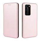 For Huawei P40 Pro Carbon Fiber Texture Horizontal Flip TPU + PC + PU Leather Case with Card Slot(Pink) - 2