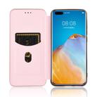 For Huawei P40 Pro Carbon Fiber Texture Horizontal Flip TPU + PC + PU Leather Case with Card Slot(Pink) - 3