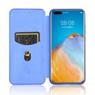 For Huawei P40 Pro Carbon Fiber Texture Horizontal Flip TPU + PC + PU Leather Case with Card Slot(Blue) - 3