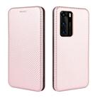 For Huawei P40 Carbon Fiber Texture Horizontal Flip TPU + PC + PU Leather Case with Card Slot(Pink) - 2