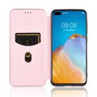 For Huawei P40 Carbon Fiber Texture Horizontal Flip TPU + PC + PU Leather Case with Card Slot(Pink) - 3