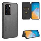 For Huawei P40 Carbon Fiber Texture Horizontal Flip TPU + PC + PU Leather Case with Card Slot(Black) - 1