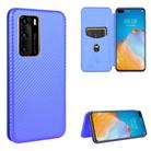 For Huawei P40 Carbon Fiber Texture Horizontal Flip TPU + PC + PU Leather Case with Card Slot(Blue) - 1