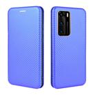 For Huawei P40 Carbon Fiber Texture Horizontal Flip TPU + PC + PU Leather Case with Card Slot(Blue) - 2