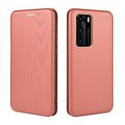 For Huawei P40 Carbon Fiber Texture Horizontal Flip TPU + PC + PU Leather Case with Card Slot(Brown) - 2