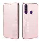 For Huawei Y6p Carbon Fiber Texture Horizontal Flip TPU + PC + PU Leather Case with Card Slot(Pink) - 2