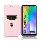 For Huawei Y6p Carbon Fiber Texture Horizontal Flip TPU + PC + PU Leather Case with Card Slot(Pink) - 3