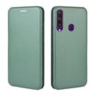 For Huawei Y6p Carbon Fiber Texture Horizontal Flip TPU + PC + PU Leather Case with Card Slot(Green) - 1
