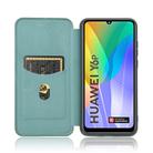 For Huawei Y6p Carbon Fiber Texture Horizontal Flip TPU + PC + PU Leather Case with Card Slot(Green) - 2