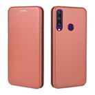 For Huawei Y6p Carbon Fiber Texture Horizontal Flip TPU + PC + PU Leather Case with Card Slot(Brown) - 2