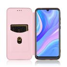 For Huawei Y8p / Enjoy 10S Carbon Fiber Texture Horizontal Flip TPU + PC + PU Leather Case with Card Slot(Pink) - 3